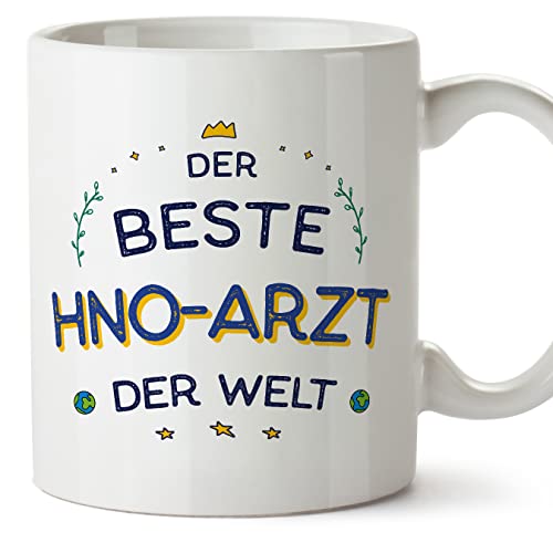Mugffins Tassen/Becher mit Spruch für HNO-ARZT - Auf Deutsch - Beste der Welt - 11 oz / 330 ml - originelles und lustiges Geschenk Mitarbeiter