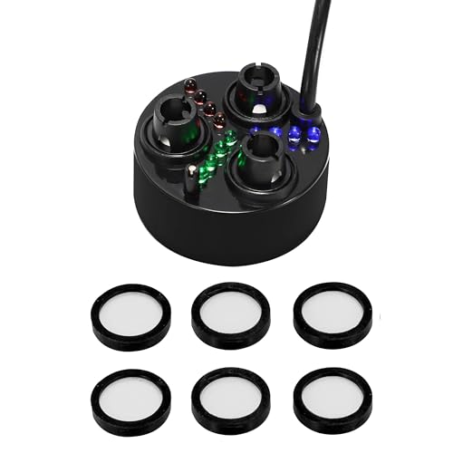 Mxmoonant 3 Kopf Ultraschall-Nebelmacher 1500mL/H Nebelmaschine mit 6 Ersatz Zerstäubungsscheiben für Wasserbrunnen Teich Aquarium Steingarten Waschbecken