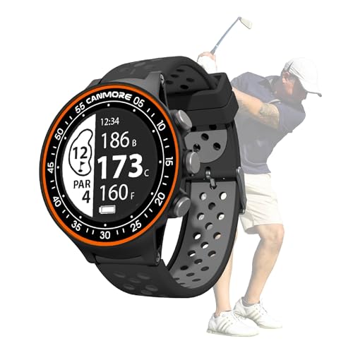 Canmore TW411 Golf-GPS-Uhr & Fitness-Tracker 40.000+ Plätze Vorinstalliert Verbesserter IC Golfer-Zubehör Geschenkfertig Breites LCD-Display in Orange