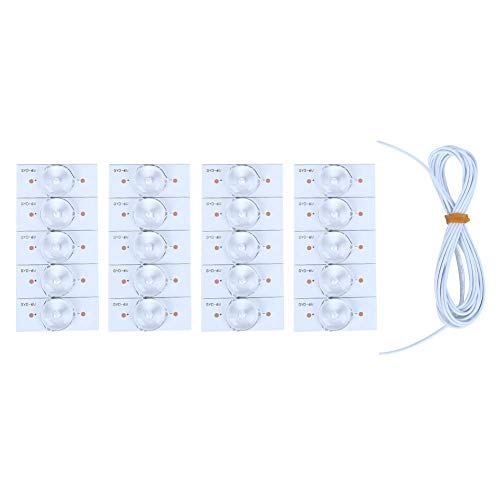 20 Stück LED-Perle, Hochleistungs-SMD-Lichtperlen-Glasfaserplatten-Optiklinsenfilter mit Leitung 6 V für TV-Reparaturen(20PCS)