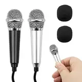 2 Stück Mini Karaoke Mikrofon,Kleines Karaoke Mikrofon für Telefon mit 3,5-mm-Universalkabel,Kabelgebundenes Mikrofon aus Metall,Tragbares Gesangsmikrofon Kondensatormikrofon für Laptop Notebook