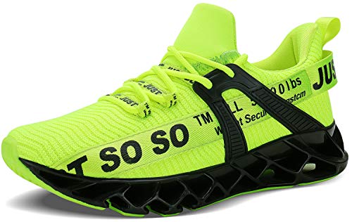 JSLEAP Herren Laufschuhe Sportschuhe Straßenlaufschuhe Sneaker Herren Tennisschuhe Fitness Schuhe(2 Leuchtendes Grün,Größe 41 EU/255 CN)