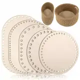 Korbboden zum Häkeln 5 Stück, Holzboden für Häkelkorb, Taschenboden zum Häkeln aus Naturholz, Rund/Oval 15/20/25/30cm, DIY Holzboden zum Häkeln, Korbboden Set für Korbflechten & Basteln