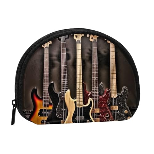 Kleine Münzbörse für Gitarre, Bass, Musik, Instrumente, Drucke, Mini-Geldbörse, Kleingeldtasche, Münzfach für den täglichen Gebrauch und als Geschenk, Schwarz , Einheitsgröße, Münztasche
