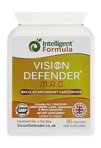 Makular-Antioxidans-Karotinoide VISION DEFENDER MAC - Schützen Sie Ihre Augen, retten Sie Ihre Augen mit Meso-Zeaxanthin, Lutein und Zeaxanthin, ein veganes Augen-Nahrungsergänzungsmittel