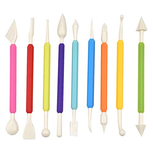 AvoDovA Fondant Modellierwerkzeug, 9 Stk Modellier Werkzeuge Set mit 18 Funktionsteilen, Kuchen Backen Zubehör Werkzeug für Kuchen, Fondant, Torten, Kuchendekoration