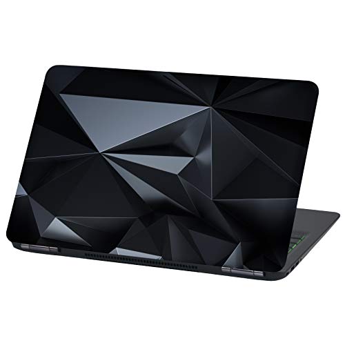 Laptop Folie Cover Abstrakt Klebefolie Notebook Aufkleber Schutzhülle selbstklebend Vinyl Skin Sticker (LP52 Polygon Schwarz, 17 Zoll)