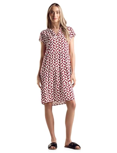 STREET ONE Damen A143969 Struktur Kleid mit Print, Mahogany Red, 36