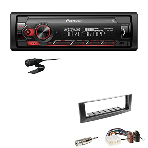Pioneer MVH-S320BT 1-DIN Bluetooth Autoradio USB FLAC Spotify mit Einbauset passend für Mitsubishi Colt und Colt CZC Cabriolet 2004-2009 dunkelgrau