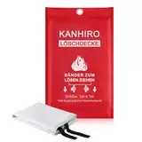 kanhiro Löschdecke Küche Feuerlöschdecke - 1m x 1m Glasfaser Brandschutzdecke DIN EN 1869:2019 Retardant Decken für versehentliches Sicherheitsdesign für Küche, Kamin, Grill, Auto, Camping