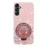 Rnrieyta Miagon Treibsand Ständer Hülle Glitzer für Samsung Galaxy A05S,Cute Dünn Crystal Schutzhülle Weiches Bling Transparent Case Bumper mit Flüssig Halter Kickständer