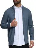 Indicode Herren Lau Strickjacke mit Stehkragen aus 80% Baumwolle | Cardigan für Männer China Blue Mix L