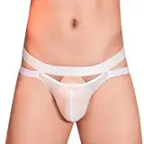 WKAYsIV Herren Unterhosen Tangas Bondage Jockstrap Unterwäsche Pouch Strap Dessous O Ring Unterhose Boxershorts Netz Herren (White, One Size)