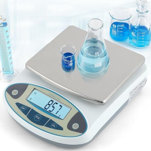 CGOLDENWALL Digitale Laborwaage 5kgx0,1g Elektronische Präzisions-Analysewaage Schmuck Küche Industriewaage 0,1g Wäge- und Zählwaage Kalibriert und Gebrauchsfertig