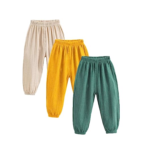 ACMEDE 3er Pack Sommer Baby Mädchen Jogginghose Pumphose Gr. 122/128/134 Jungen Lange Kinderhosen Jungen Pumphose Haremshose Gr. 80/86/92/98/104/116 leichte Lange Hosen Freizeithose