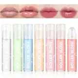 6 Stück Lippenöl & Gloss Kit, Roll On Lipgloss Set, Feuchtigkeitscreme Glänzendes Lippen-Make-up, Schimmer Lip Glow Öl, Feuchtigkeitsspendende, Aufpolsternde Lippenpflege mit Perle & Schimmer