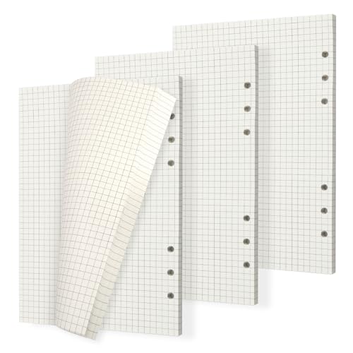 135 Blätter A5 Nachfüllpapier, Kariert Refill Ringbucheinlagen, A5 Papier Nachfüllbare, Nachfüllbar Notizpapier, 6 Löcher Nachfülleinlagen, für A5 Notizbuch Ringbücher