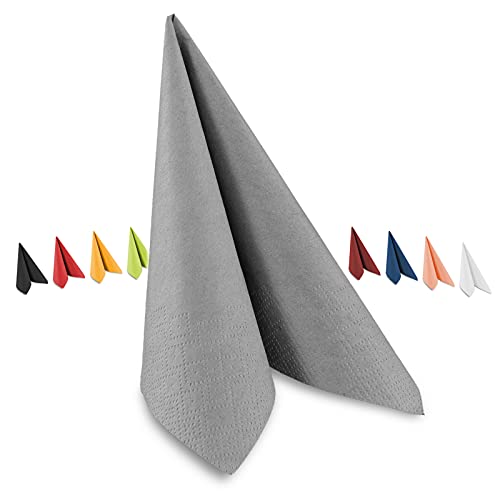 Tafel-Servietten, 3-lagig, 40 x 40 cm, Inhalt 250 St., in unterschiedliche Farben, jeweils abgestimmt auf Einrichtung & Dekoration, für Gastronomie & Zuhause, grau