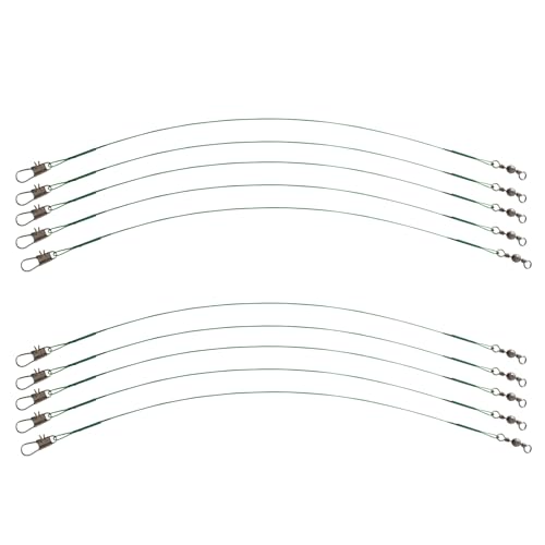 10 Stück Flexible Rotation Fluorocarbon Vorfach Leader, Edelstahl Vorfach mit Große Tragfähigkeit, Verschleißfest Angelzubehör Vorfach, Angeln Vorfächer für Raubfische Hidden-Hauptschnur (30cm)
