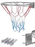 molti Basketballkorb Wandmontage Ø 45 cm / 37cm | Basketballring Basketball mit Netz und Befestigungsschrauben | Outdoor & Indoor (Silber, 45cm)