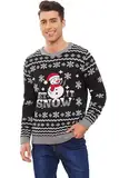 MyFav Herren Hässliche Weihnachtspullover Gestrickt Xmas Sweater Winter Langarm Rundhals Neuheit Lustig Festlichen Urlaub Strickpullover,Schneemann,L