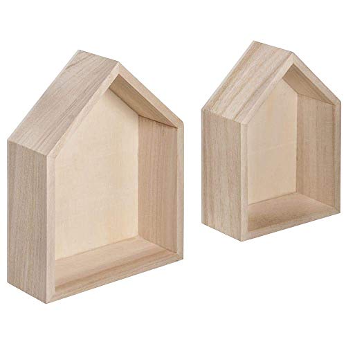 RAYHER HOBBY RAYHER HOBBY Rayher 62696000 Holz Rahmen-Häuser, 2 Stück, FSC Mix Credit, 14 x 10 x 4 cm und 12,5 x 8,5 x 4 cm, zum DIY Gestalten, Beige