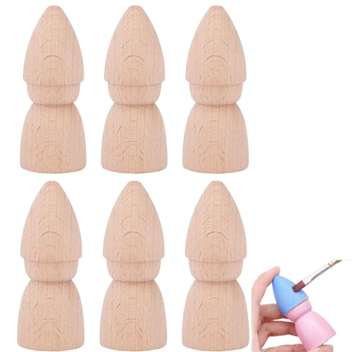 FOMIYES 6 Stück Holz-Wichtel-Puppe, unlackierte Holzklammern, Menschen, Figuren, Mini-Puppenkörper, DIY, Malpuppen für Kunst- und Bastelprojekte, Rollenspiele, Beige