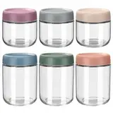 Mexgcom 6 Stück Overnight Oats Gläser, 300-500ML Einmachgläser mit Schraubdeckel für Salat, Chutney, Joghurt, Pudding, Hausgemachte Marmelade, Kaffeebohnen, Gewürzen
