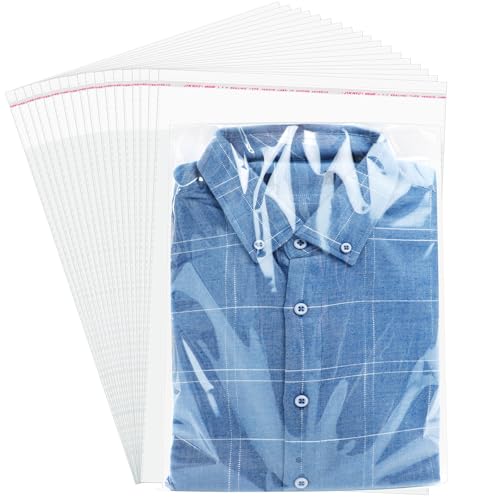 Zellophanbeutel selbstklebend 26x40 cm, 100 Stück durchsichtige Plastiktüte, wiederverschließbare transparente OPP-Taschen zum Verpacken von Kleidung, Hemden, dekorativen Verpackungen, Kunstwerken