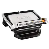 Tefal OptiGrill+ Kontaktgrill, 6 Programme, Garstufenanzeige, Abnehmbare Platten, Manueller Modus, Elektrogrill, Edelstahl, GC712D12