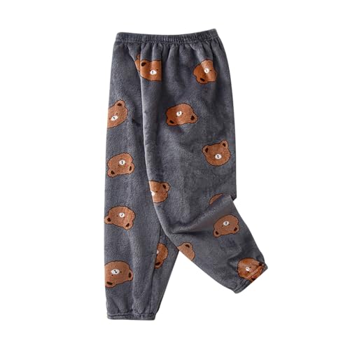 Flanell Schlafanzughose Kinder Fleece Lang Baggy Hose Pyjamahose Thermohose Kinder Kuschelig Pyjamahose Elastische Taille Winterhose Warm Plüschhose Jogginghosen Hosen für Mädchen Jungen 1-14 Jahre