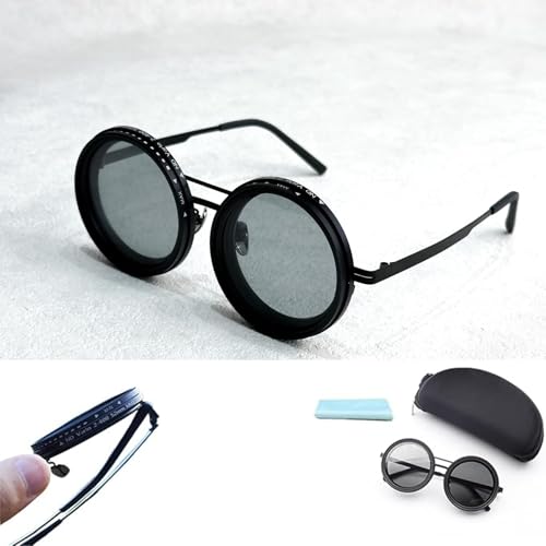 ERHNGL 1-9 Gänge Abgerundete Polarisierte Gläser Mit Nd-filterlinsen, Verstellbare Farbton-Sonnenbrille Für Männer Strand Beim Schattigen Angeln Fahren Black