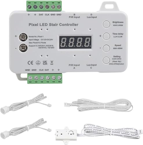 GeRRiT Bewegungsmelder-Schalter, passiver Infrarot-Bewegungsmelder, Pixel-LED-Treppenlicht-Controller, einstellbare Helligkeit, Leiterbeleuchtung, PIR-Bewegungssensor-Kit