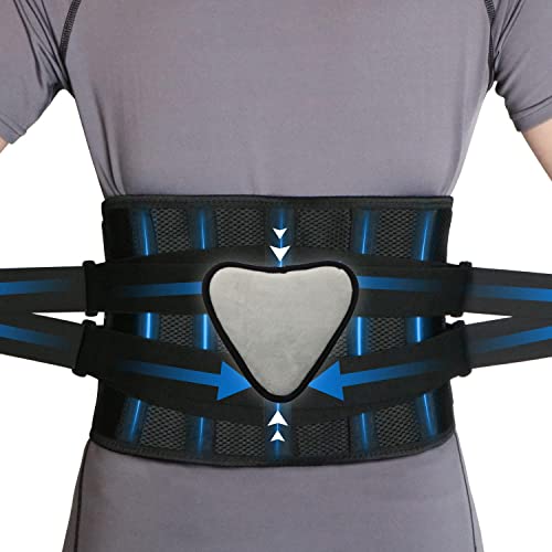 Rückenstützgürtel, Rückenbandage für Herren und Damen, Atmungsaktive Lendenwirbelstütze Gürtel, Rückengurt mit Stützstreben und Verstellbare Zuggurte, für Arbeit Sports Haltungskorrektur(95-115cm)