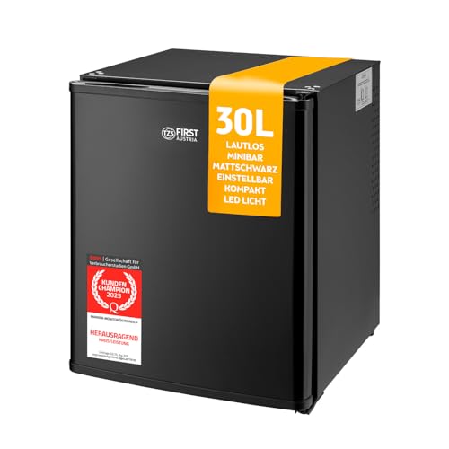 TZS First Austria lautloser Minikühlschrank | Getränkekühlschrank | Wechselbarer Türanschlag | LED-Beleuchtung | ohne Gefrierfach | 30L