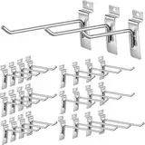 Telituny Slatwall-Haken, 25 Stück Lochwand Haken Display 5cm/6 Zoll Silber Pegboard Lamelle Wandpaneel Haken Wand Produktträger Shop Regal Haken Haken anzeigen für Home Shop Supermarkt