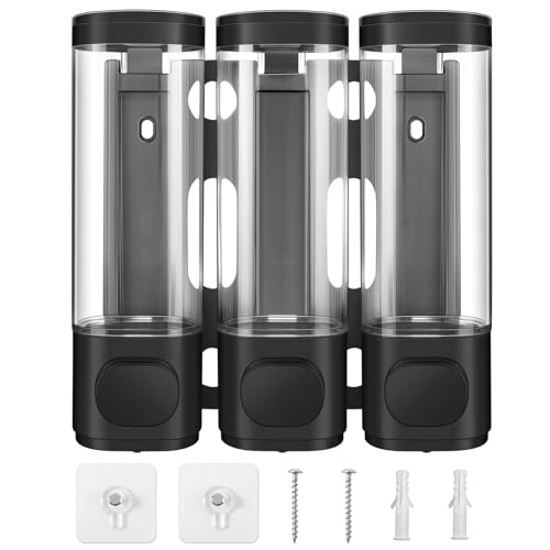 3st Seifenspender Ohne Bohren Set, Seifenspender Wandbefestigung für Hotel Zuhaus, Shampoo Duschgel Spender Badezimmer Dispenser, No Drill Duschgel Conditioner Dispenser für Badezimmer, WC, Duschwand