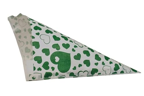 Spitztüten aus Papier Motiv Grüne Herzen PGV Länge ca. 19 cm für ca. 125 g Inhalt (200 Stück)