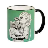 Elbenwald Tasse für Frieren Fans mit Character Motiv Rundumdruck - 320 ml Fassungsvermögen 9 cm Höhe - Kaffeebecher für Fans des Animes - Keramik - Grün