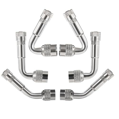 6 Stück Ventilverlängerung Autoventil, 45 90 135 Grad Winkel Ventilverlängerung Kupfer Ventil Verlängerung Kupfer Autoventil Verlängerung für Auto Wohnmobil Fahrräder Motorräder Anhänger, Silber