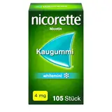 NICORETTE Kaugummi 4mg whitemint – Nikotinkaugummi zur Raucherentwöhnung – Zahnweißeffekt – Minzgeschmack – 4mg Nikotin – 105 St.