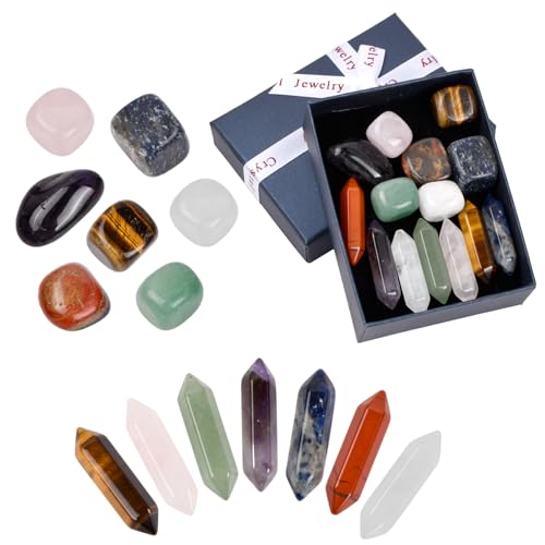 14 Stück Heilende Kristalle Steine Sets in Geschenkbox, Edelsteine Heilsteine set, Natürliche Heilkristalle kristall Steine Set, Reiki Meditation Edelstein für Kristallheilung