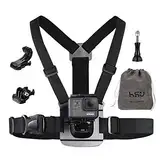 HSU Brustgurt Halterung Brusthalterung Chest Mount mit J-Haken Zubehör Set Kompatibel für GoPro und Action-Kameras