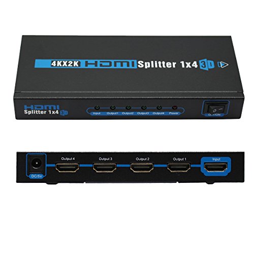 HDMI-Splitter mit 1 bis 4 Ports unterstützt Version 4K x 2K / 1080P / 3D 1.4 (eine von Vier Ausgängen)