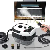 Dampfreiniger Handgerät, 2500W Mehrzweck Dampfreiniger 1000ml Steam Cleaner Weiß mit 3 Arten von Düsen,6 Einstellbare Geschwindigkeiten von Tapeten, Boden, Teppich, Auto, Fliesen, Polster