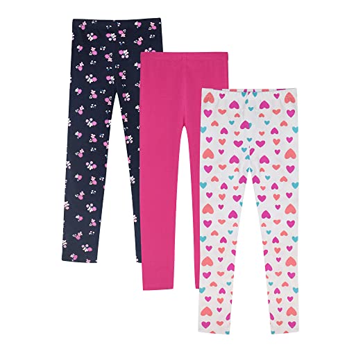 LiKing Kinder Mädchen Leggings Hosen Blumenmuster Stretch aus Baumwolle 4539-B-134/140-3