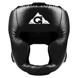 GROOFOO Box-Kopfbedeckung für Kinder und Erwachsene, Schutzhelm mit Mesh-Oberteil, großes Ohr für Kickboxen, MMA, Muay Thai, Sparring, S/Schwarz