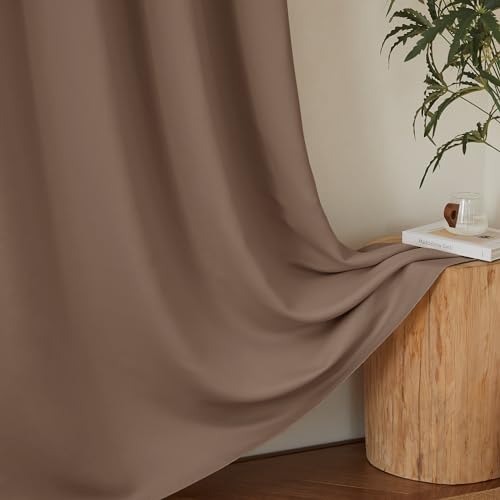 KGORGE Raumteiler-Vorhang – Verdunkelungsvorhänge für Schlafzimmer, Wohnzimmer und Gemeinschaftsbüro, Taupe, wärmeisolierter Ösenvorhang für Schiebetür, B 254 x L 213 cm, 1 Panel, kleine Fehler