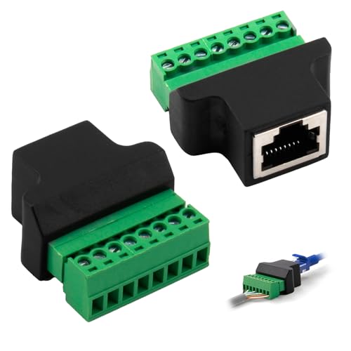 RJ45 Schraubklemmenadapter CCTV DVR Ethernet Verbindungsstück RJ45 Buchse Weibliches Jack zu 8 Pin Schraube 2PCS Kompatibel mit Cat 7 6 5 5e Netzwerken Einfache Installation Zuverlässige Verbindung