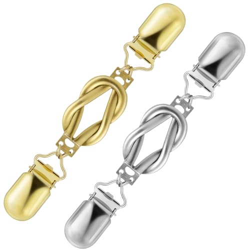 Pinyenr 2 Stück Cardigan Clip Waist Clip Strickjacken Clips Kleider Clip Pullover Clips Schal Clips Clips für Kleidung Golden and Silber